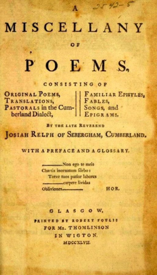 Miscellany of Poems 
(1747)