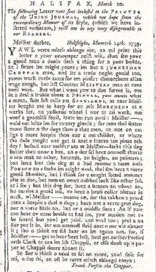 Halifax Letters 
(1759)