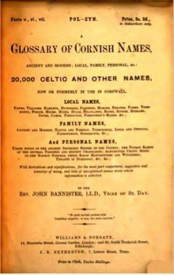 A Glossary of Cornish Names
(1871)
